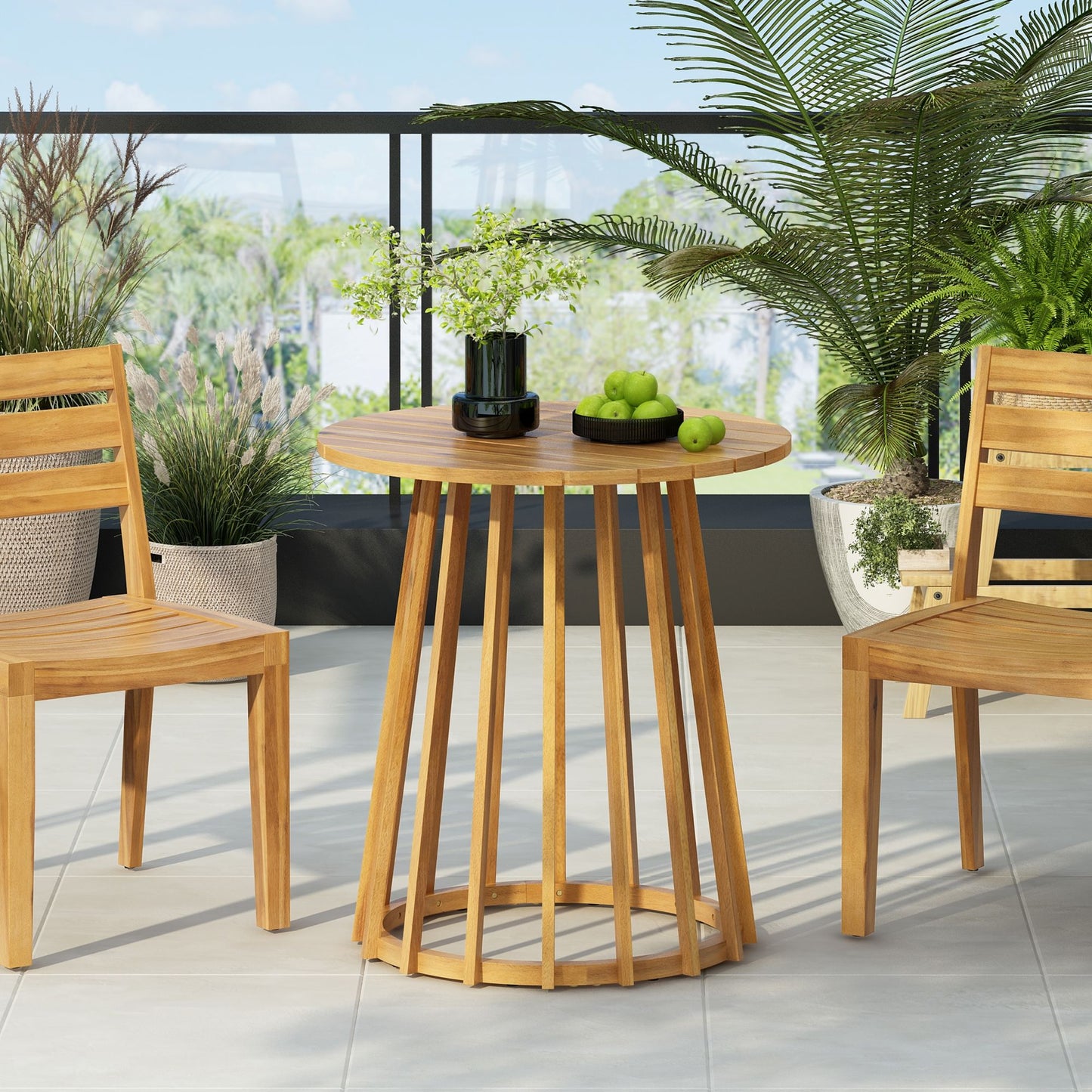 The Acacia Wood Outdoor Round Dining Table