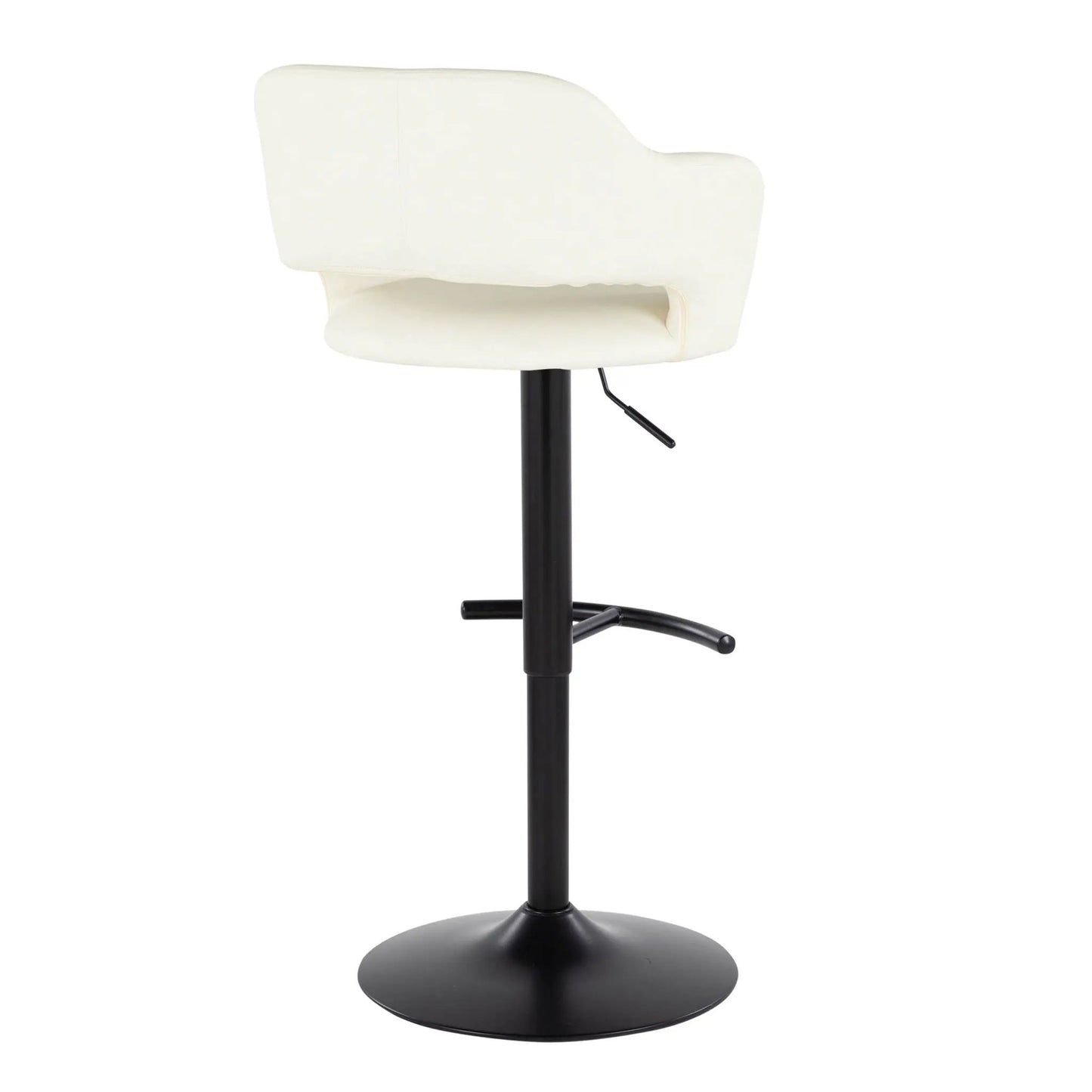Margarite adjustable swivel barstool set of 2 with white upholstery and rounded T footrest on Tampa Home & Garden Store