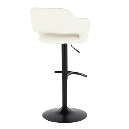 Margarite adjustable swivel barstool set of 2 with white upholstery and rounded T footrest on Tampa Home & Garden Store