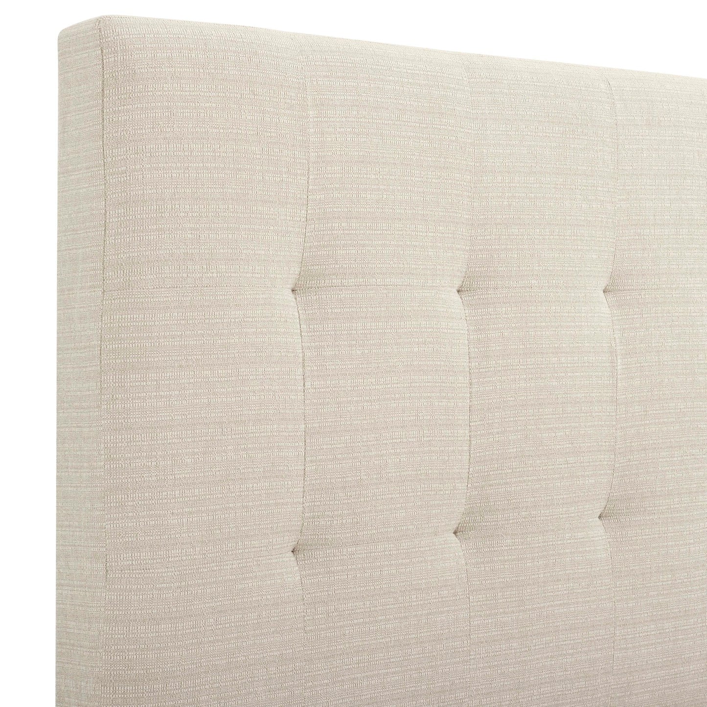 Tufted upholstered headboard in beige fabric with textured panels HouseOfZazla on Tampa Home & Garden Store