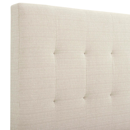Tufted upholstered headboard in beige fabric with textured panels HouseOfZazla on Tampa Home & Garden Store
