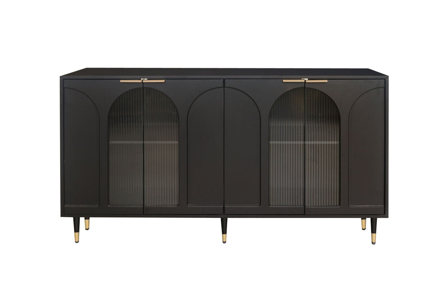 Wood Sideboard With Fluted Glass Doors and Legs