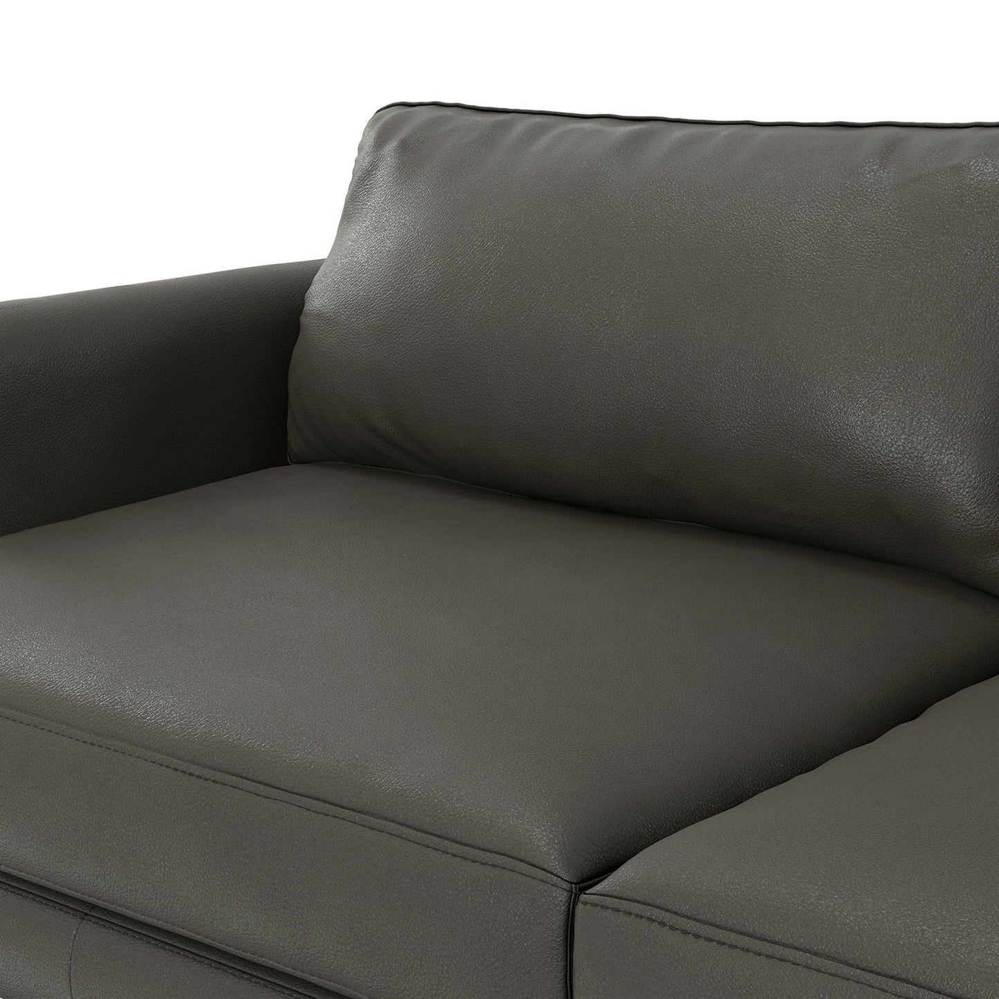 Livingston upholstered sofa gray leather with piped edges HouseOfZazla on Tampa Home & Garden Store