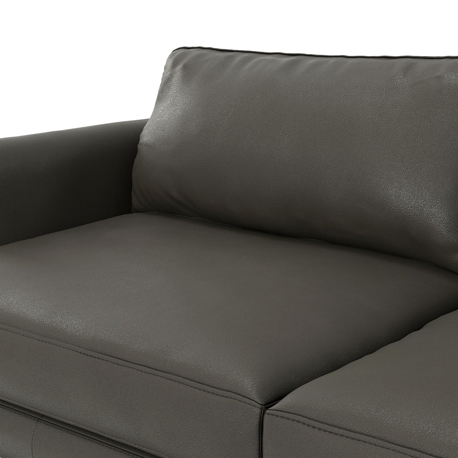 Livingston upholstered sofa gray leather with piped edges HouseOfZazla on Tampa Home & Garden Store