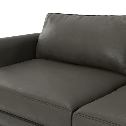 Livingston upholstered sofa gray leather with piped edges HouseOfZazla on Tampa Home & Garden Store