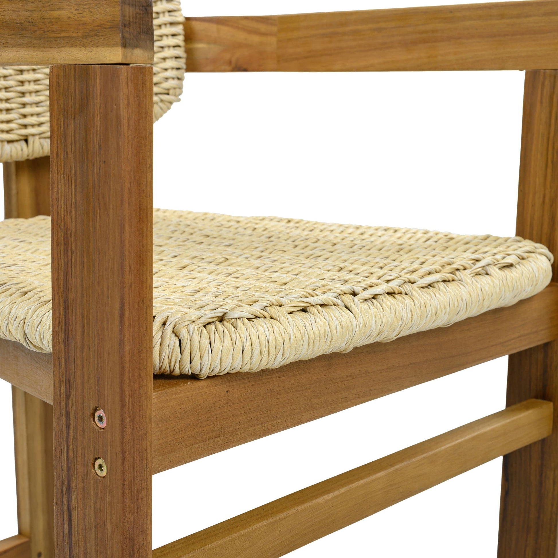 Outdoor accent armchairs set of 2 in natural teak with woven rattan seats by HouseOfZazla on Tampa Home & Garden Store