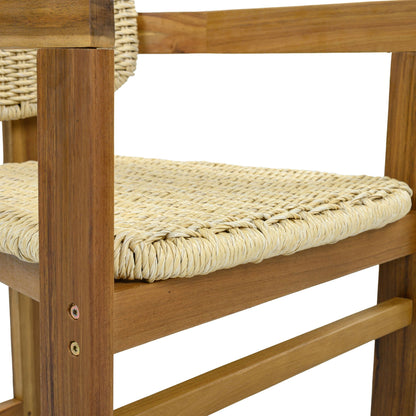 Outdoor accent armchairs set of 2 in natural teak with woven rattan seats by HouseOfZazla on Tampa Home & Garden Store