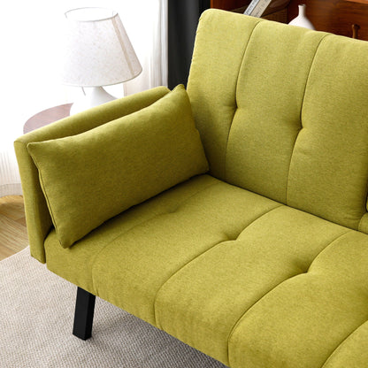 Green Foldable Sofa Bed with a Cup Holder