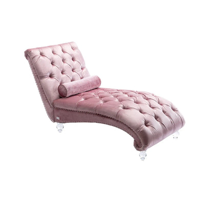Indoor Chaise Lounge With Button Tufted Pillow