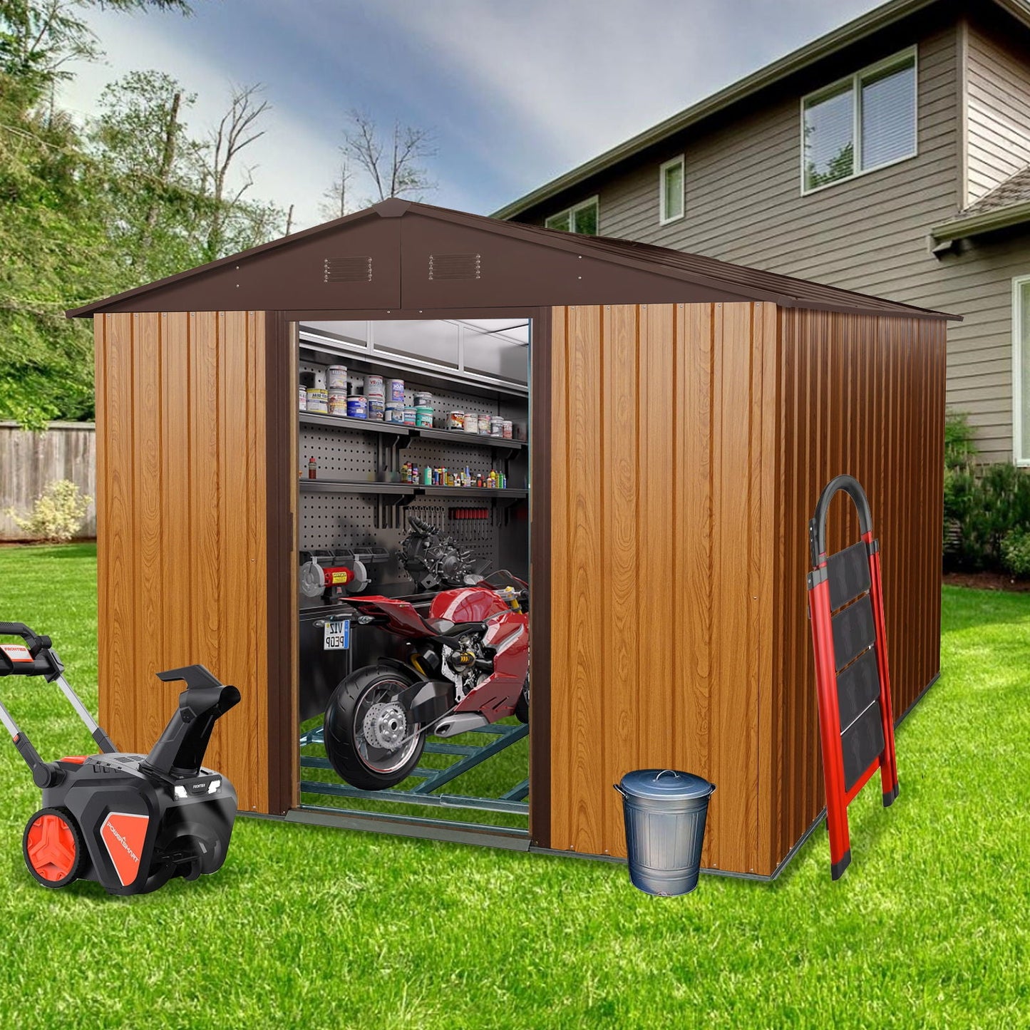 Outdoor Metal Storage Shed And Floor Base