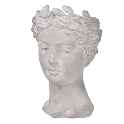 Greek style cement head planter gray bust planter for indoor outdoor decor HouseOfZazla on Tampa Home & Garden Store
