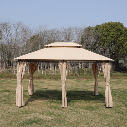 Khaki HouseOfZazla gazebo canopy with ventilated double roof for outdoor patio on Tampa Home & Garden Store