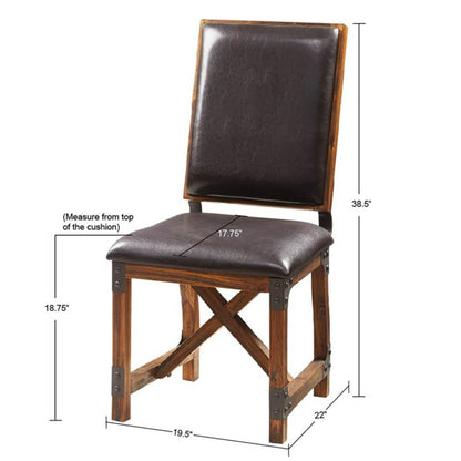 Chocolate faux leather dining side chair with solid wood frame on Tampa Home & Garden Store