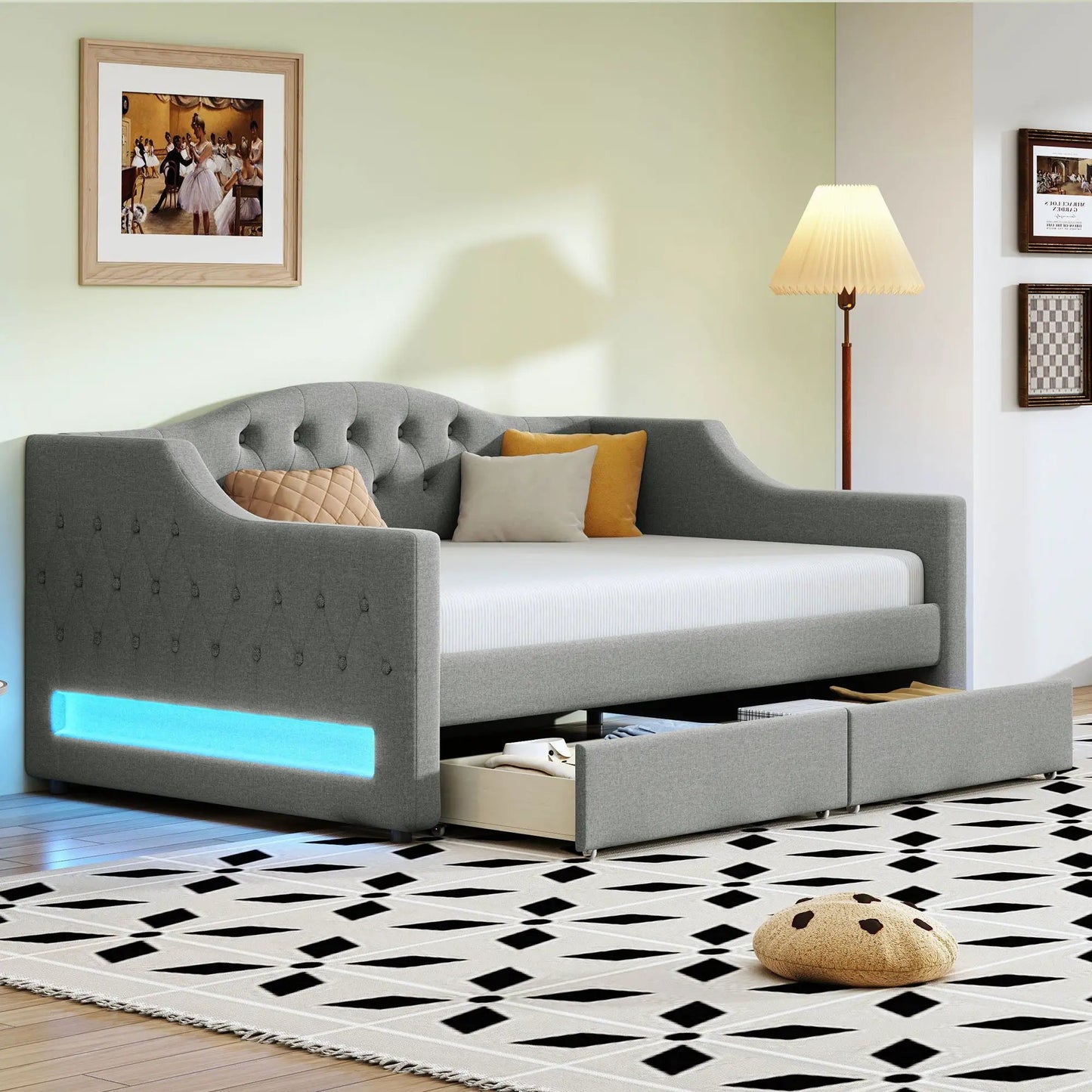 Daybed With LED Lighting and Upholstered Frame