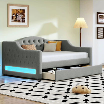 Daybed With LED Lighting and Upholstered Frame