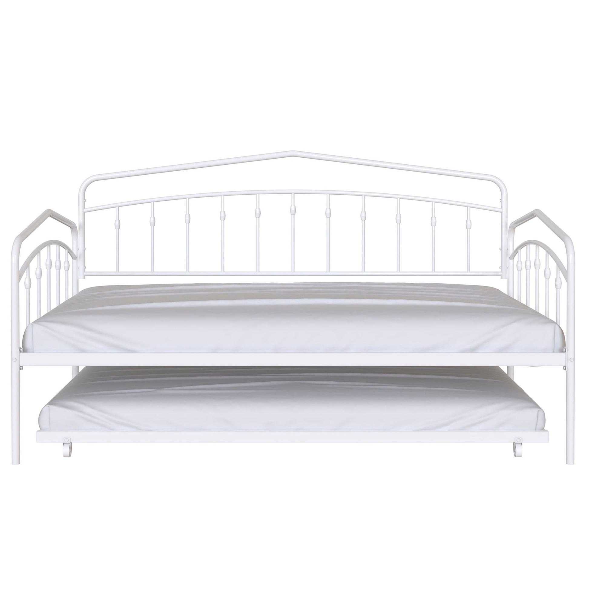 Fox Daybed with Twin Trundle, white metal frame, HouseOfZazla on Tampa Home & Garden Store