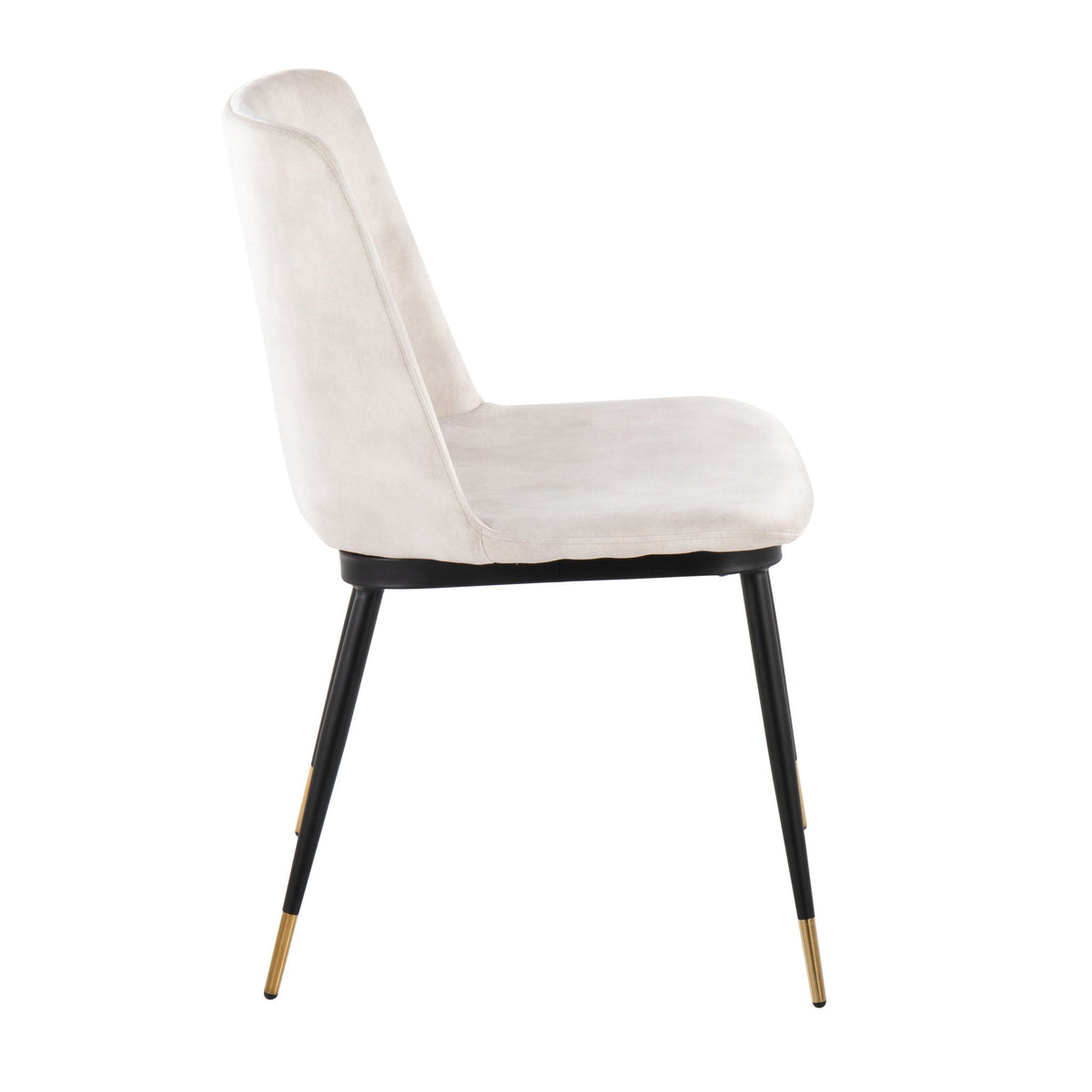 Contemporary velvet chair set of 2 beige upholstery with black legs and gold accents HouseOfZazla on Tampa Home & Garden Store