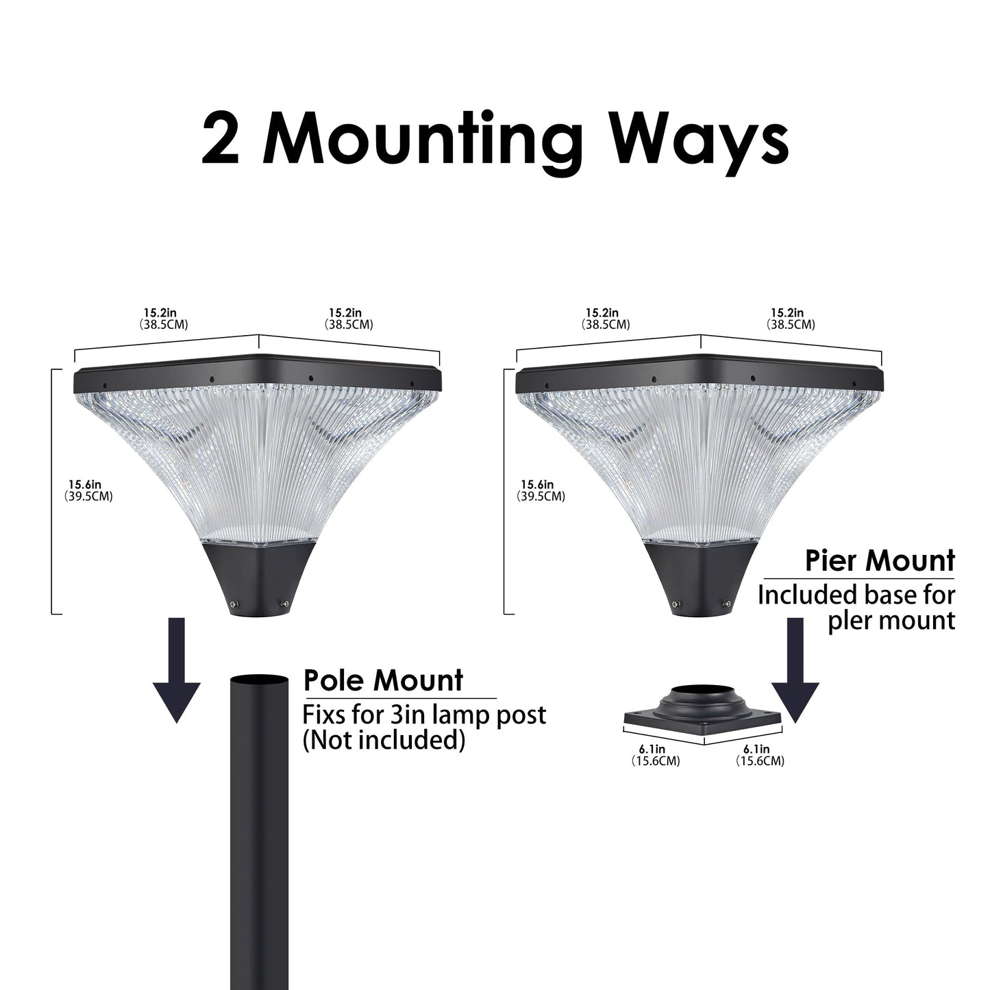 Modern Black Outdoor Post Light and Remote