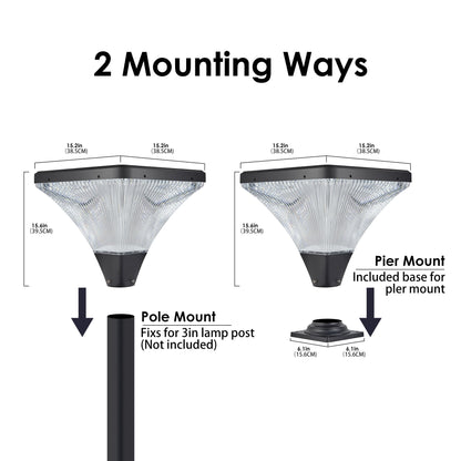 Modern Black Outdoor Post Light and Remote