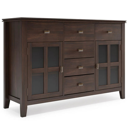 Artisan Handcrafted Sideboard Buffet, dark wood with glass-front panels on Tampa Home & Garden Store