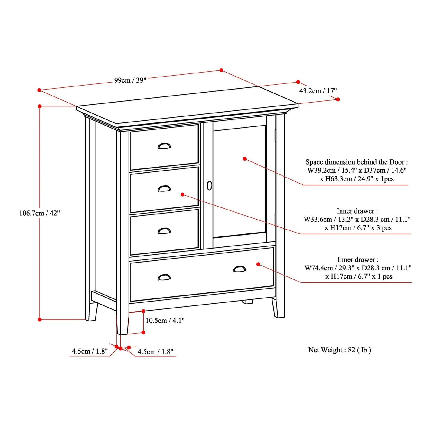 Redmond Handcrafted Solid Wood Storage Cabinet