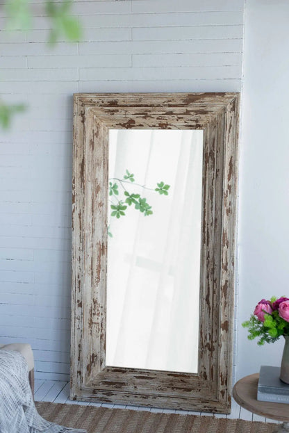 Full Length Floor Mirror with distressed brown wood frame by Unique Piece Furniture on Tampa Home & Garden Store