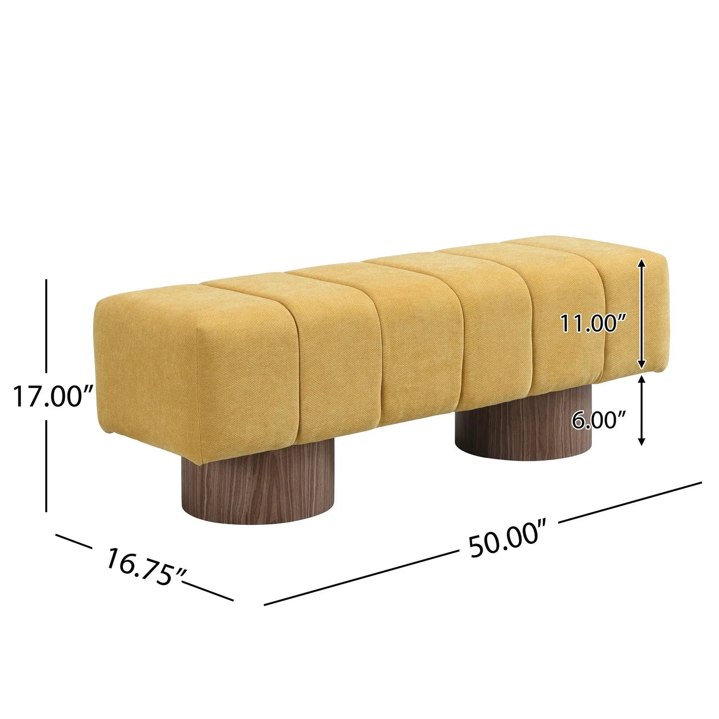 Upholstered dining bench mustard fabric with tufted cushions Unique Piece Furniture on Tampa Home & Garden Store