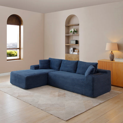 105'' Modular Sectional Sofa with Deep Seat and Chaise in blue corded fabric on Tampa Home & Garden Store