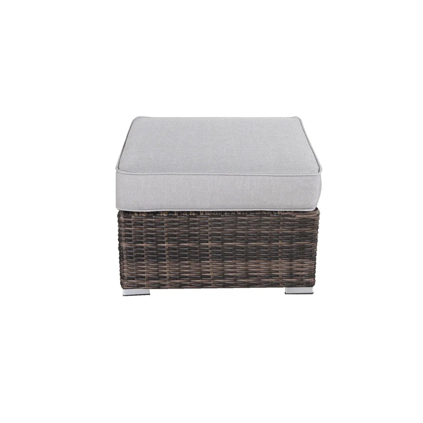 Premium Outdoor Wicker Ottoman and Cushion Set