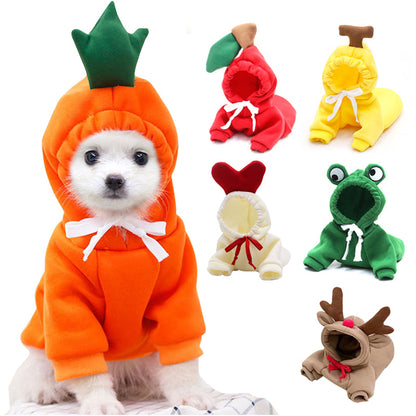 Pet Zen cute fruit dog hoodies 6-pack for small dogs; carrot, strawberry, and frog styles on Tampa Home & Garden Store