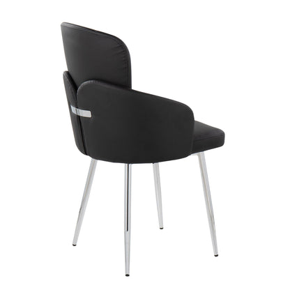 Contemporary dining chair with black upholstered seat and chrome legs on Tampa Home & Garden Store