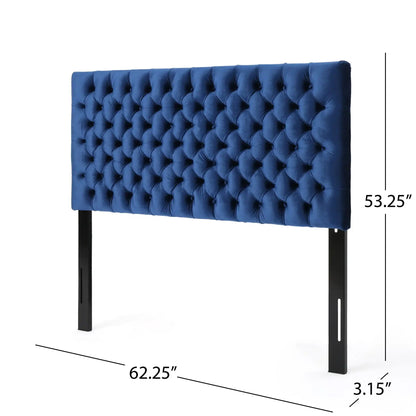Annecy Upholstered Headboard blue velvet tufted diamond pattern HouseOfZazla on Tampa Home & Garden Store