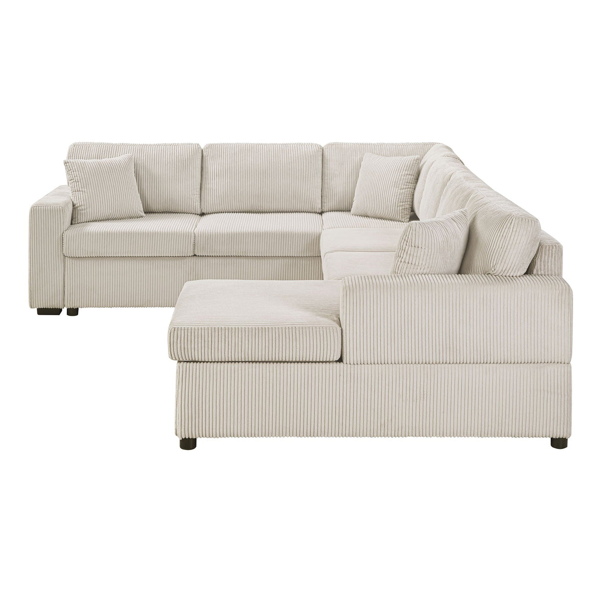 Oversized beige U-shaped sectional sofa by HouseOfZazla with chaise and three pillows on Tampa Home & Garden Store