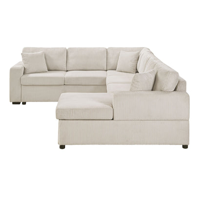 Oversized beige U-shaped sectional sofa by HouseOfZazla with chaise and three pillows on Tampa Home & Garden Store
