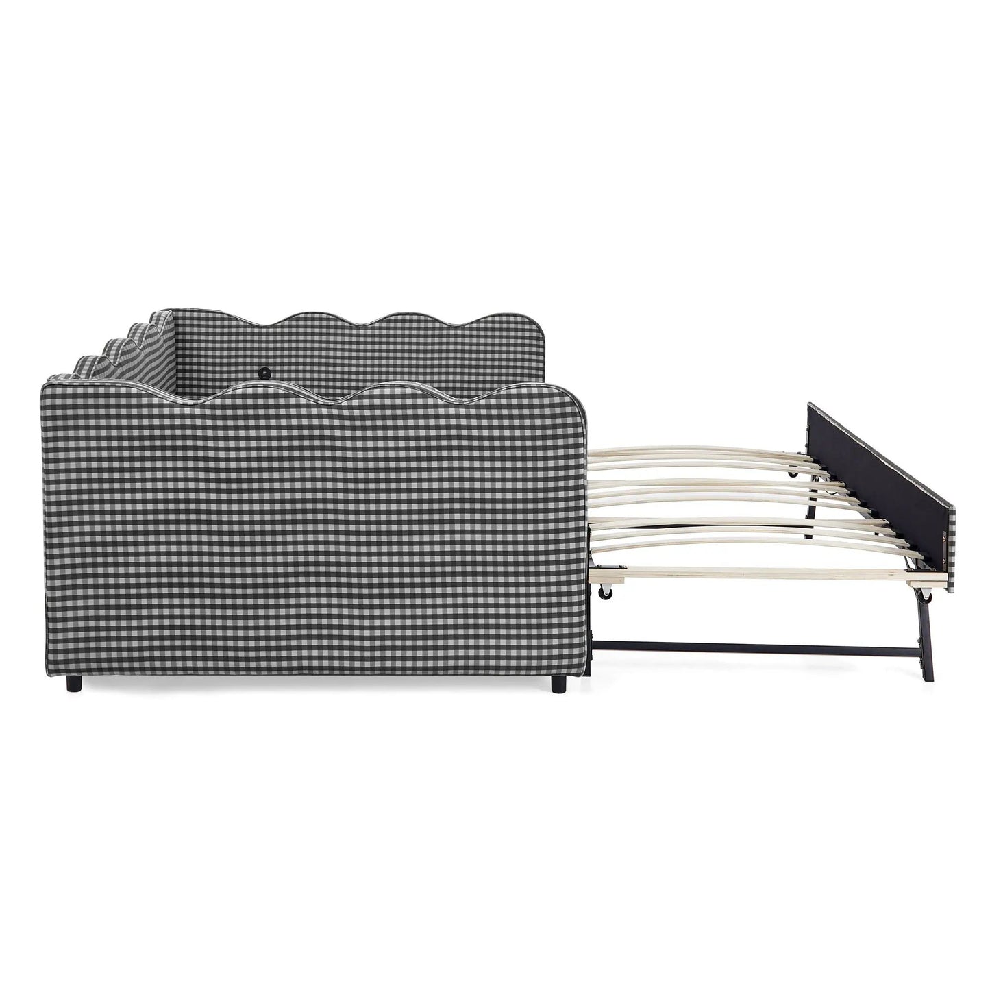 Gingham Daybed With USB Port and Wave Design