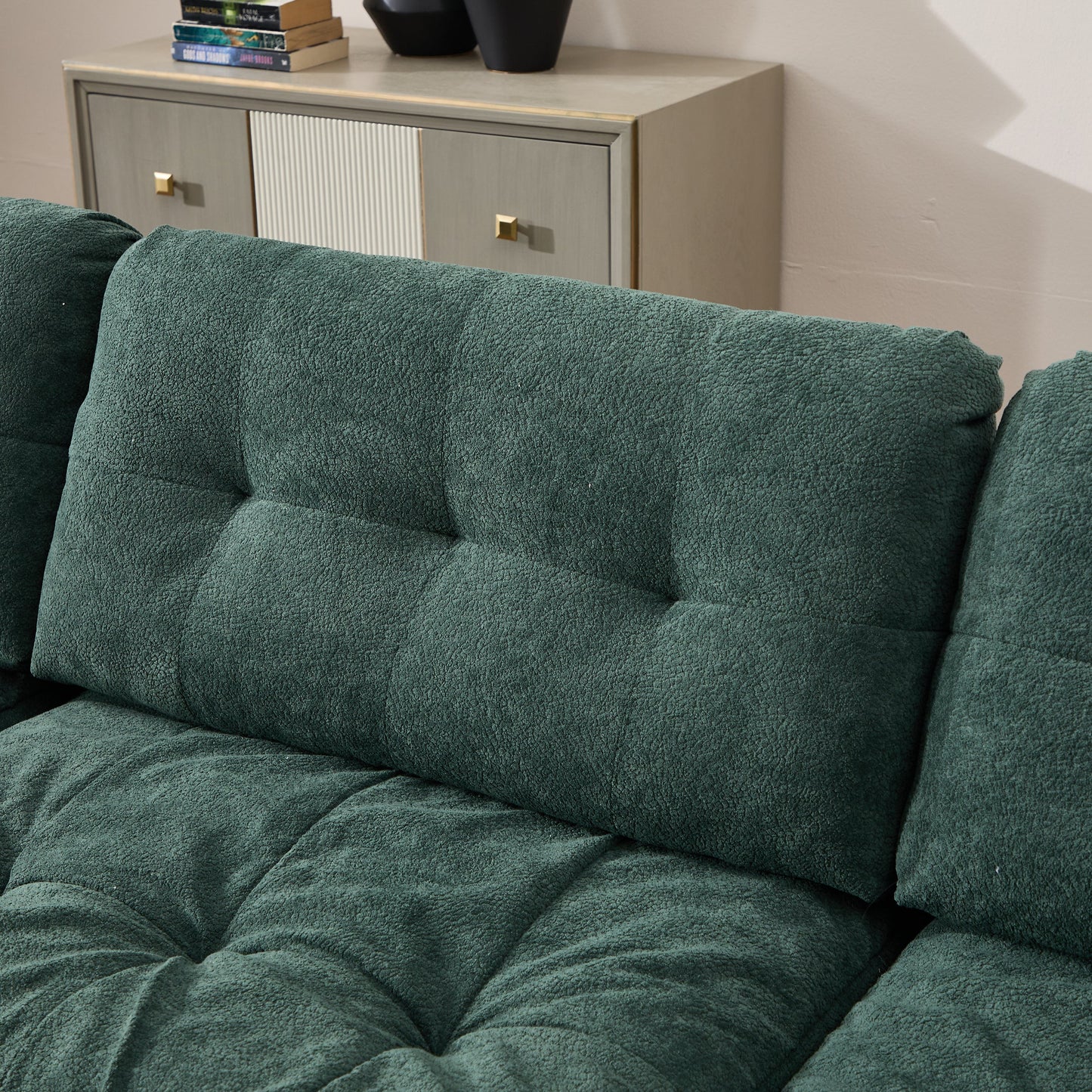 Modular Sectional Sofa Cloud Couch in teal textured fabric with cushioned arms on Tampa Home & Garden Store