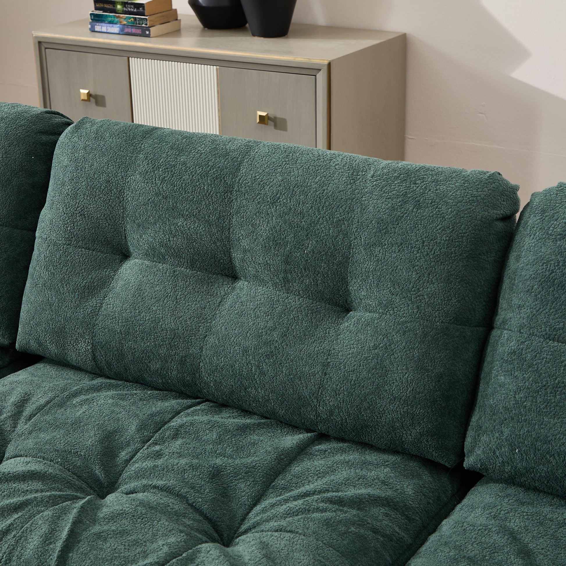 Modular Sectional Sofa Cloud Couch in teal textured fabric with cushioned arms on Tampa Home & Garden Store