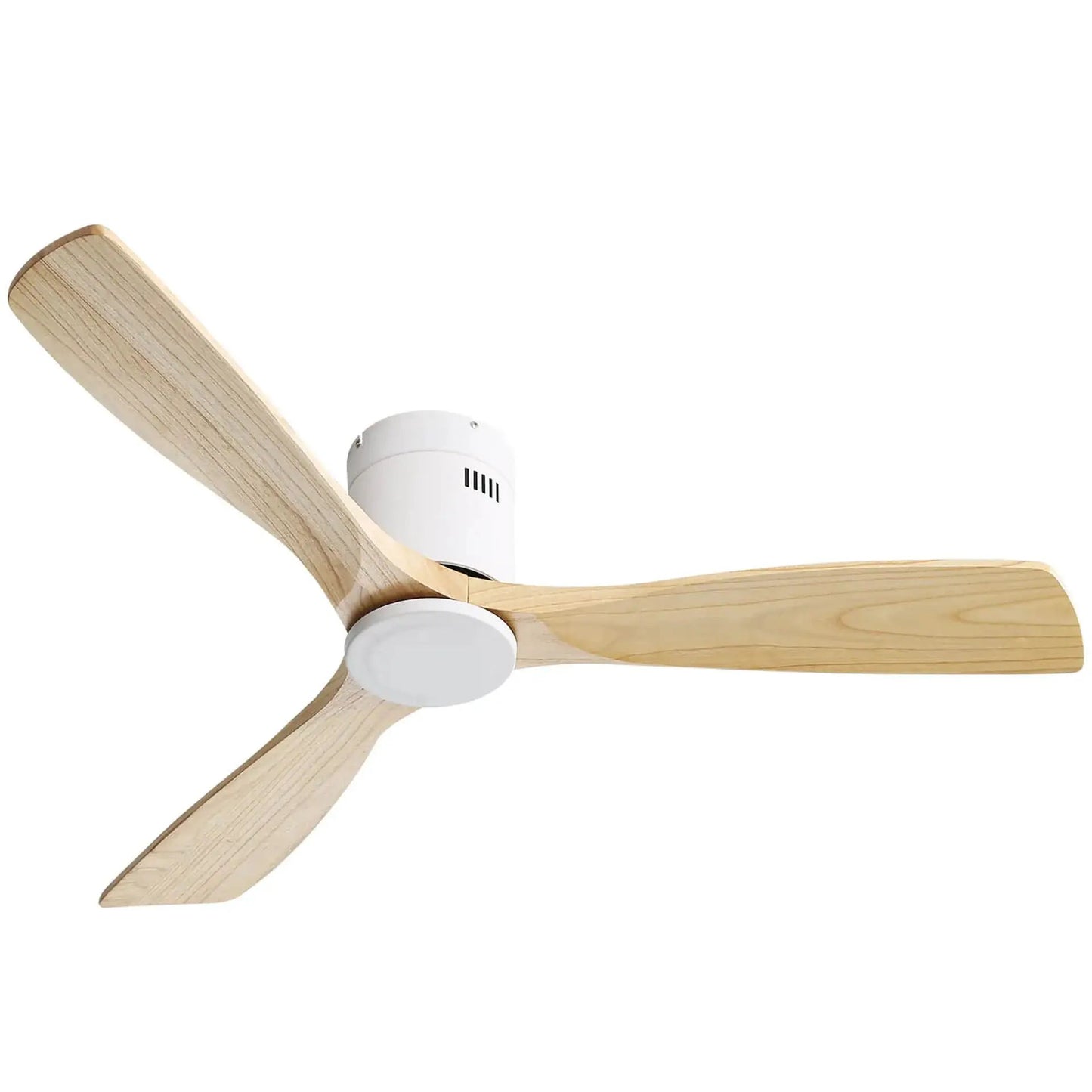 Low-profile ceiling fan 3 blades wood with white motor housing Unique Piece Furniture on Tampa Home & Garden Store