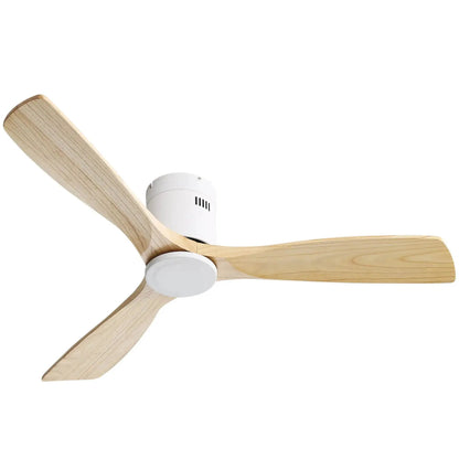 Low-profile ceiling fan 3 blades wood with white motor housing Unique Piece Furniture on Tampa Home & Garden Store