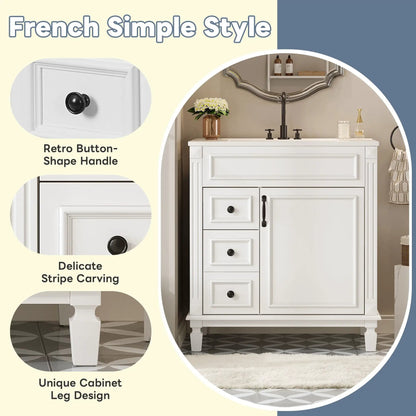 Bathroom Vanity With Sink and Cabinet Two Drawers