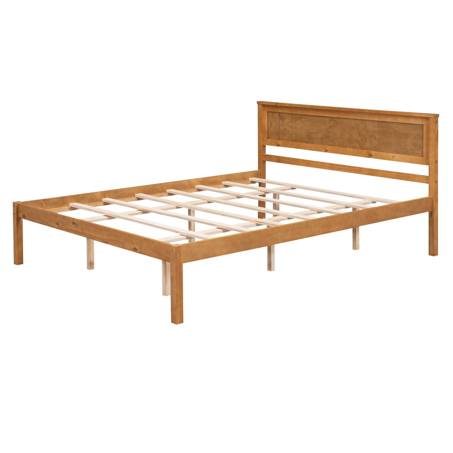 Strong Espresso Wood Platform Bed and Headboard