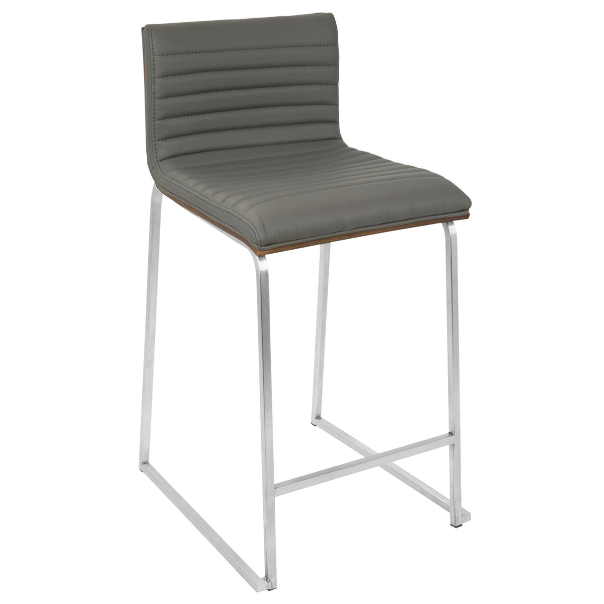 HouseOfZazla tufted gray counter stool with chrome legs on Tampa Home & Garden Store