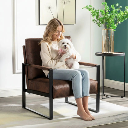Accent Chair With Durable Square Frame Brown