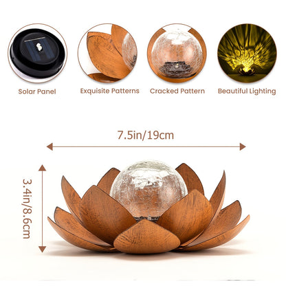 Set of 2 Lotus Solar Garden Lights – Waterproof Cracked Glass Outdoor Decor Lamps