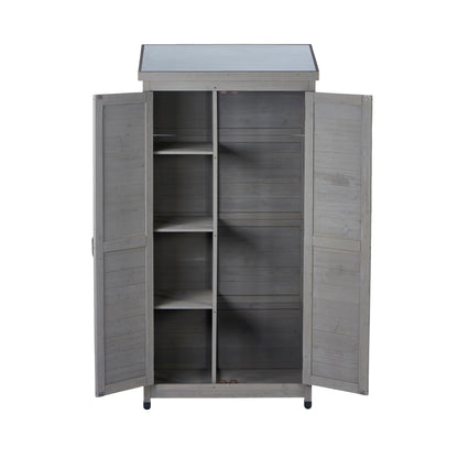 Outdoor Shed With Vertical Tool Cabinet and Shelf