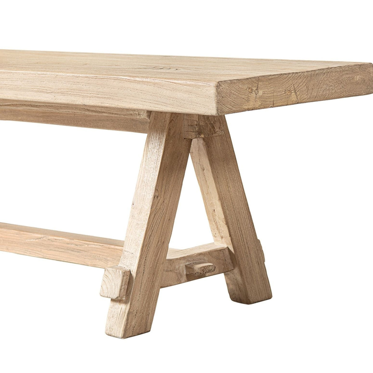Natural Dining Bench with Pillar Base in solid reclaimed elm by HouseOfZazla on Tampa Home & Garden Store