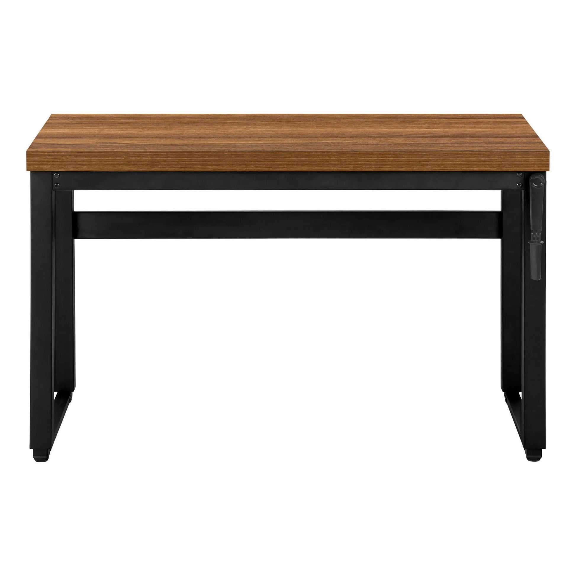 Standing computer desk with wood top and black metal frame adjustable height for laptop on Tampa Home & Garden Store