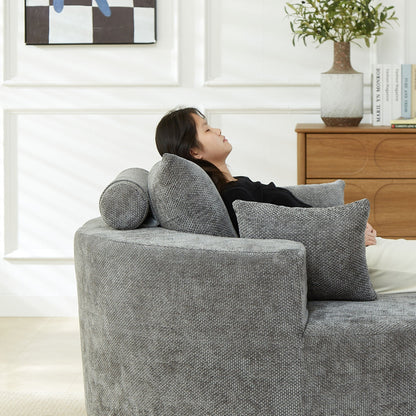 Gray Chenille Sleeper Chair for Living Room