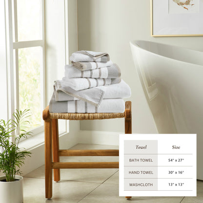 Soft Cotton Bath Towel Set and Stripe Detail