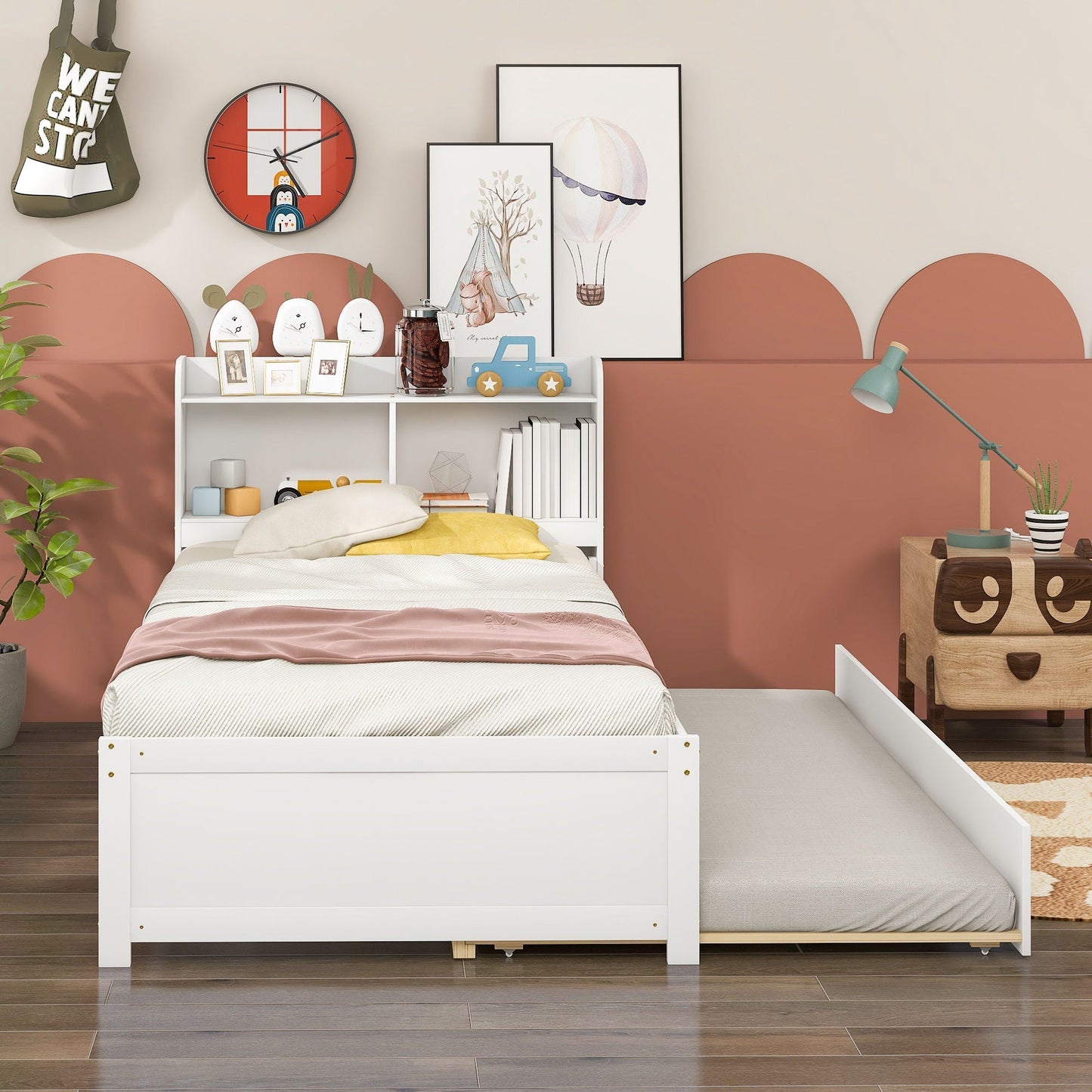 Twin Bed With Trundle And Storage Bookcase